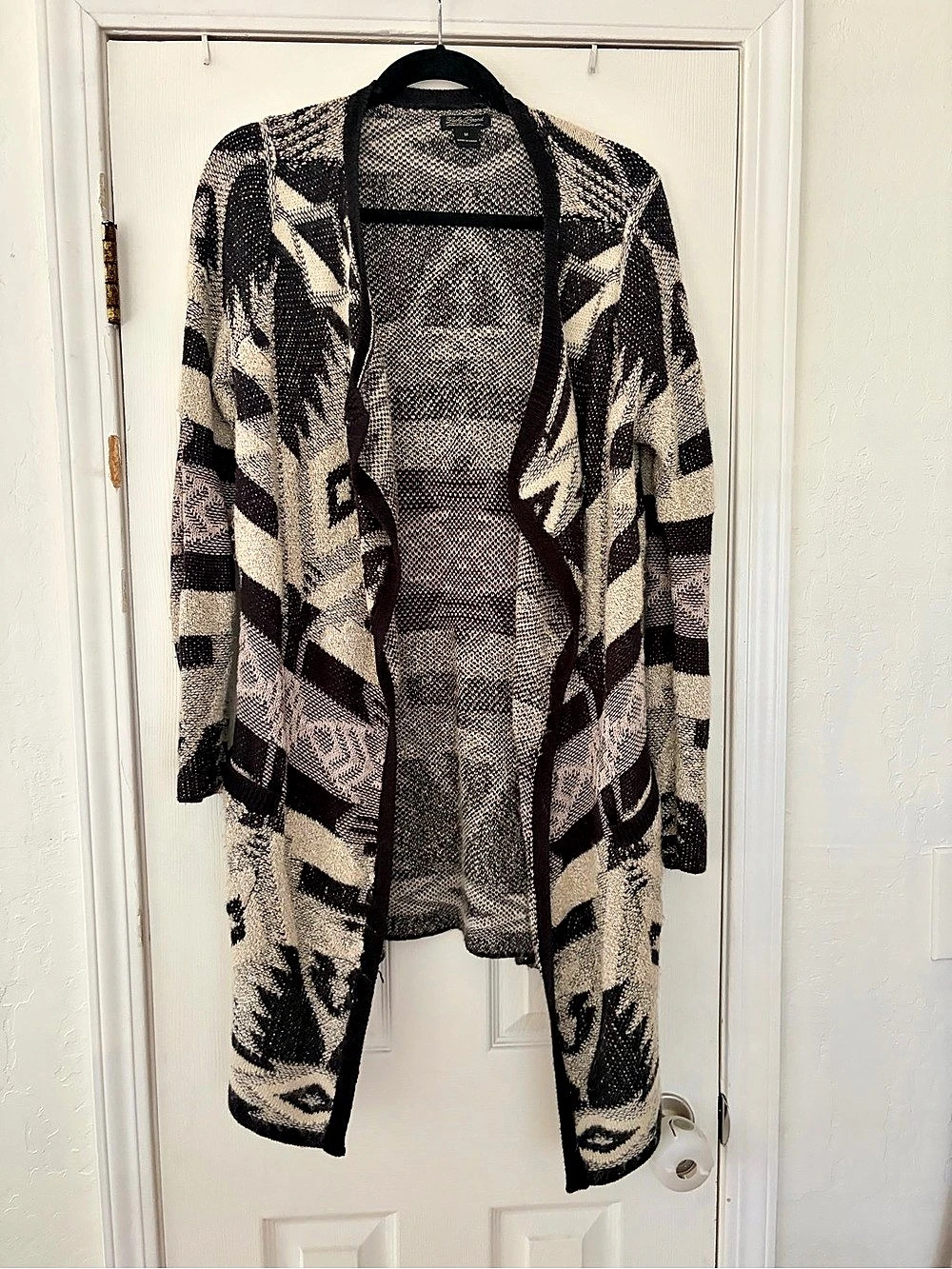 Lucky Brand Southwestern Aztec Print Open Front Cardigan